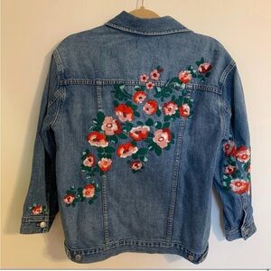 Madewell Oversized Embroidered Jean Jacket - Size L